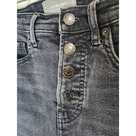 Everlane High Rise Button Fly Black Denim Authentic Stretch 26 Ankle Skinny Jean - Picture 5 of 11